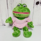 Frog Street Plush Lily Fanny Girl Green With Pink Striped Dress Stuffed Animal