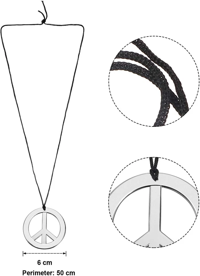 Halloween Mens 70s Hippie Accessories + Afro Wig & Sunglasses Adult 60s Hippy  - Image 3 of 4