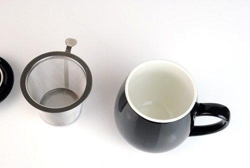 BLACK TEA CUP AND INFUSER - LOOSE FRUIT TEA GREEN TEA EARL GREY STRAINER SPICES - Picture 2 of 4