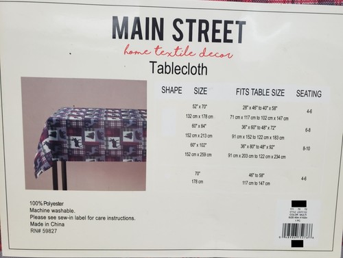 Printed Fabric Tablecloth,60"x102"Oblong, WOODLAND ANIMALS PATCHWORK,Main Street - Picture 14 of 14
