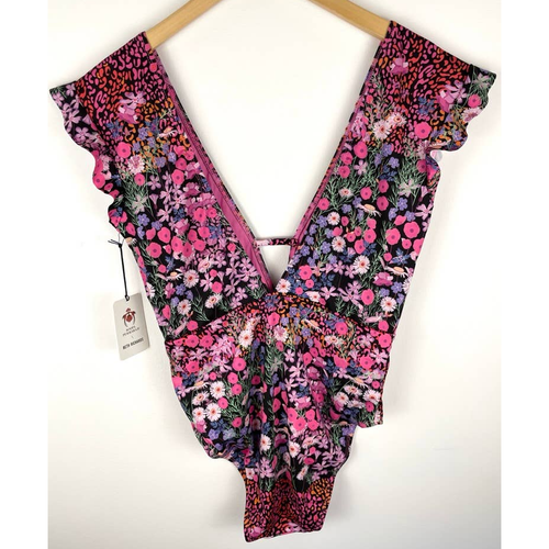 Free People Beth Richards X Roopa Sophia One Piece Black Garden Swimsuit New - Picture 9 of 17