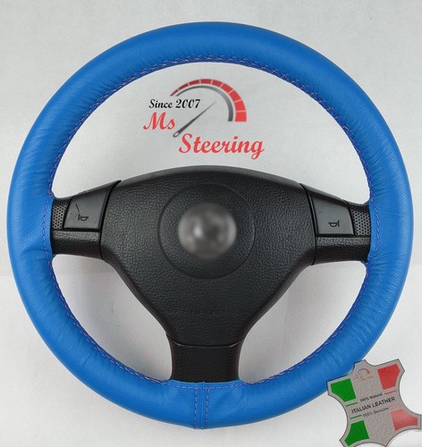 FUR MITSUBISHI LANCER EVO MOMO WHL 01-09 BLAU LEDER-LENKRADABDECKUNG, GRAU 2 STI - Bild 3 von 8