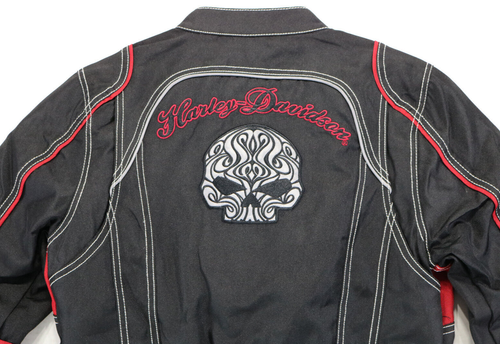harley davidson womens riding jacket S black red Willie G. Scroll Skull armor - Picture 9 of 14