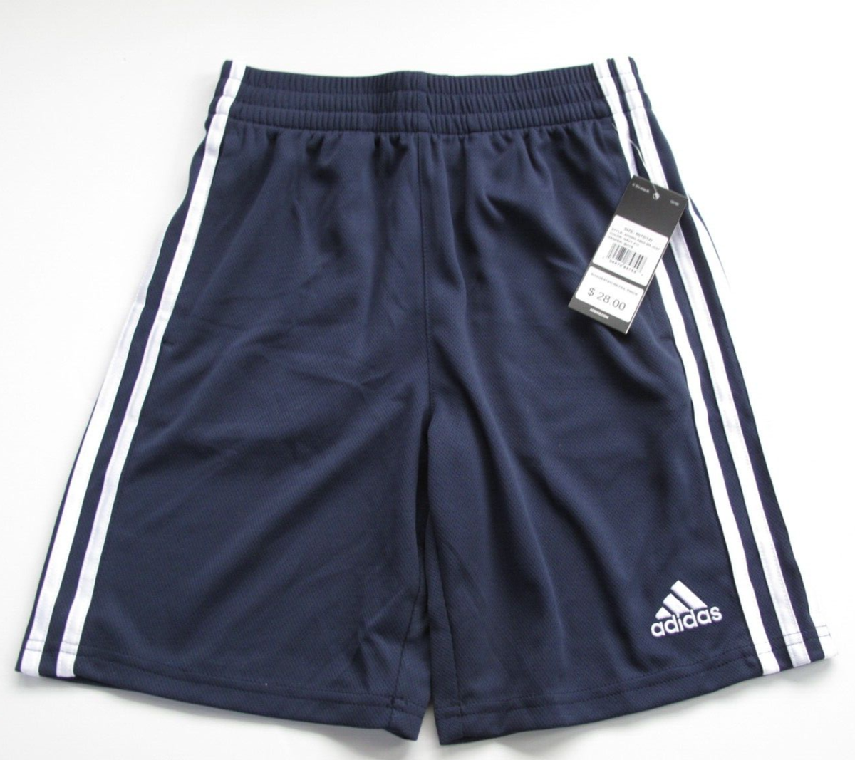上質で快適 M Boys Big Adidas 10/12 Short Shorts Logo White Blue Navy ボーイズ