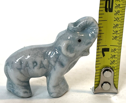Vintage Blue Elephant Miniature Figurine Porcelain Japan 1950s Wildlife Decor - Picture 11 of 12
