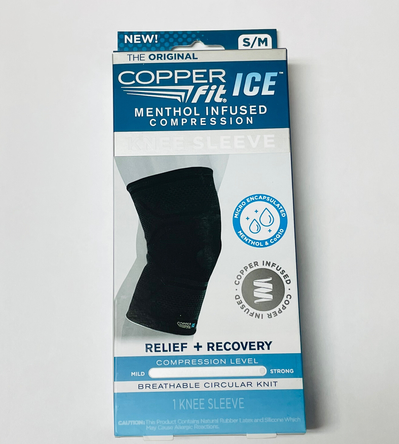 Copper Fit Ice Menthol Infused Breathable Knit Compression Knee Sleeve