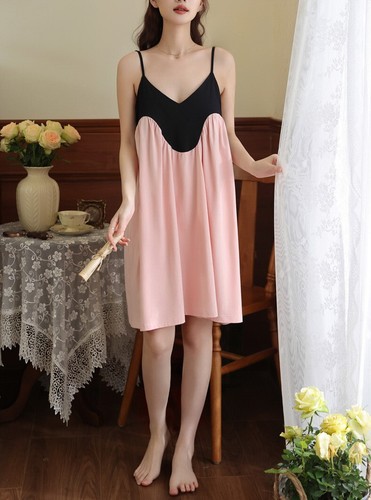 Women Short Sleep Dress Sling Padded Loose Cotton Casual pajama Nightwear 161521 - Bild 5 von 27