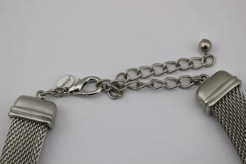 CHICO'S Silberfarben Metall Kreis Strass gehämmert Netz Grob Latz Halskette - Bild 3 von 3