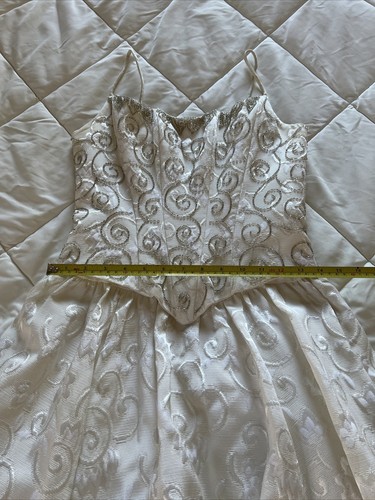 Vintage Custom Made Ivory Corset Beaded Design Ball gown Skirt Sleeveless Small - Picture 9 of 14