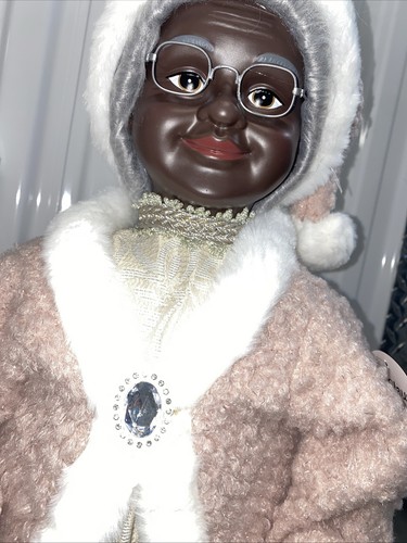 New 2 African American Mr Mrs Santa Claus 34" Tall Christmas Greeter Doll Pink - Picture 6 of 7