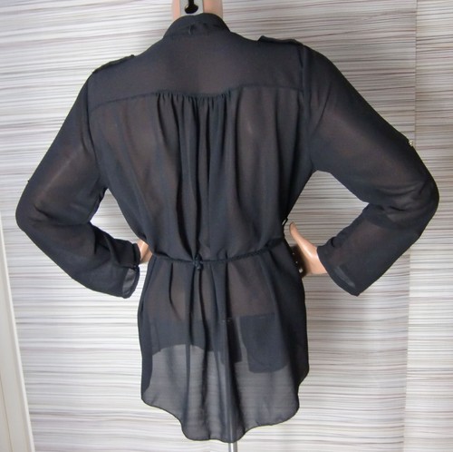 Festliche Bluse schwarz transparent offen Langarm M - Bild 3 von 8