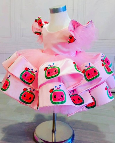 Melon dress,Melon birthday outfit, Melon birthday dress baby girl, Pink dress - 第 3/9 張圖片