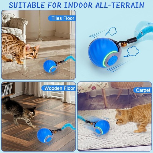 Interaktiver Katzenspielzeugball - Automatisches interaktives Katzenspielzeug für Indoor Katzen mit 3 - Bild 6 von 11