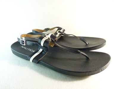 Nautica Women shoes sandals Black Flip Flop Flat Size SKU