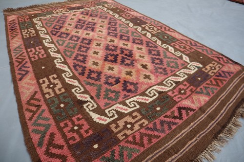 3x5 Afghan Ghallmori Kilim Rug - Tribal Vintage Flatweave Wool Carpet - Brown. - Picture 6 of 11