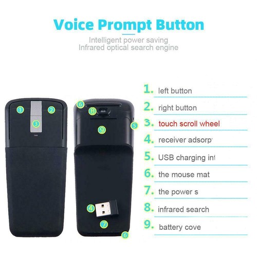 Wireless Mouse For Microsoft Surface Arc Touch 3D Computer Mouse 2.4Ghz Foldable - Picture 8 of 9