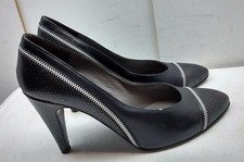 Charles Jourdan Paris France Women Black Leather High Heels Pumps Dress Shoes 7B