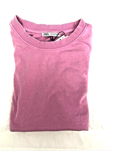 Camiseta Zara Estilo Blanqueado Acantillada Talla M Rosa Mangas Cortas - Imagen 5 de 5