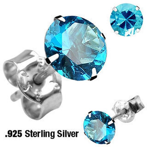 1 pair EARRINGS CUBIC ZIRCONIA 316L surgical steel silver many colors 3-10mm - Picture 4 of 16