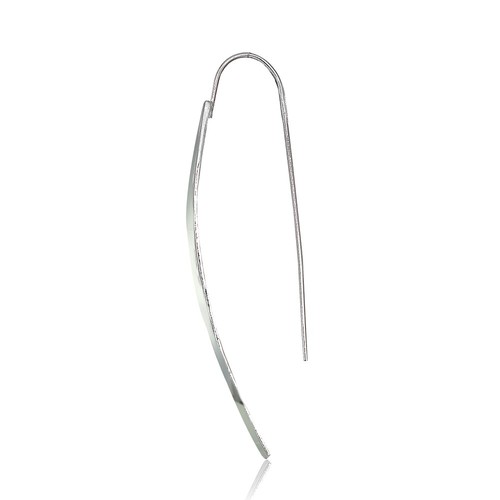 Sterling Silver Polished Curved Long Flat Bar Threader Drop Earrings - Picture 2 of 3