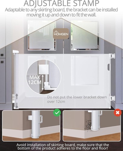 Extra Wide Retractable Stair Baby Gates 180cm/71Inch with Fiberglass Strips - Picture 5 of 8