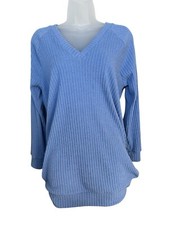 Wilfred by Aritzia Long Sleeve Oversized V-Neck Ribbed Sweater Periwinkle Sz XS