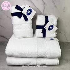 John Robshaw 8 PC White 2 Bath 2 Hand 4 Washcloths Towels Set 100% Cotton NWT