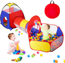 3 in 1 Kids Play Tent for Toddler with Baby Ball Pit and Play Tunnel, Children I