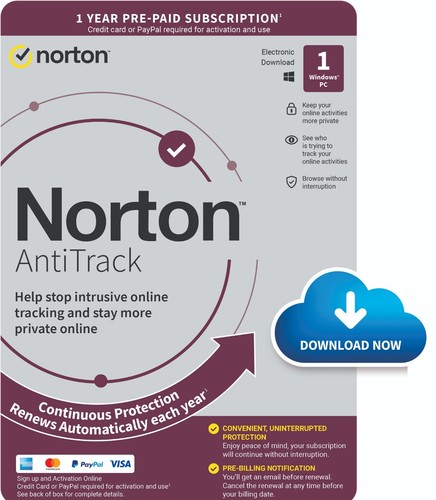 Norton AntiTrack 2025, 1 Device, 1 Year, Tracking Blocker - 5 Min EMAIL Delivery - Afbeelding 1 van 4