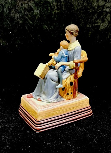 NORMAN ROCKWELL BEDTIME **TESTATO** Statuetta Music Box 1985 Suona la ninna nanna di Brahm - Foto 2 di 8