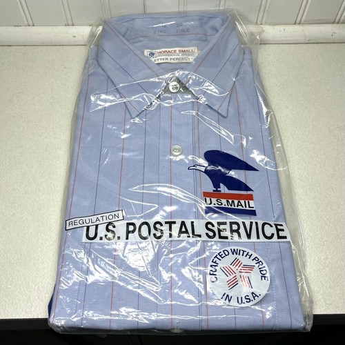 Vintage USPS Postal Service US Mail geknöpftes Hemd Langarm Gr. 16-35 Nadelstreifen