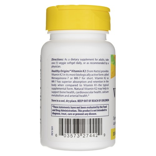 Healthy Origins Vitamina K2 MK-7 100 mcg - 60 cápsulas - Imagen 3 de 5