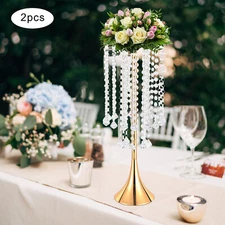 2 Pcs Crystal Flower Vase Stand Wedding Centerpieces Metal Flowers Rack Holder