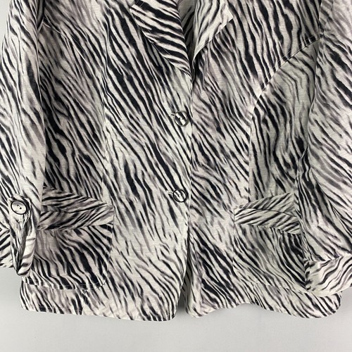 Chicos Leinenmischung Zwei Knopf Sakko 3 US XL Zebramuster leicht 3/4 Ärmel - Bild 3 von 9