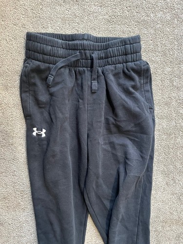 Under Armour Cotton Joggers Black Boys Size Small Pockets Stretch - Picture 2 of 5