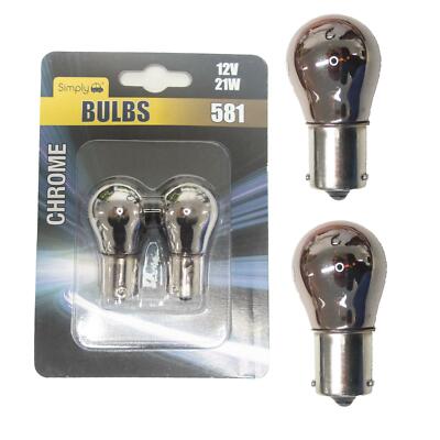 PAIR OF CHROME INDICATOR BULBS FLASH AMBER BU581 OFFSET PINS SINGLE CONTACT PAIR OF CHROME INDICATOR BULBS FLASH AMBER BU581 OFFSET PINS SINGLE CONTACT