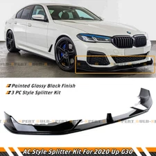 For 2021+ BMW G30 530i 540i M550i M Sport LCI AC Style Black Front Lip Splitter