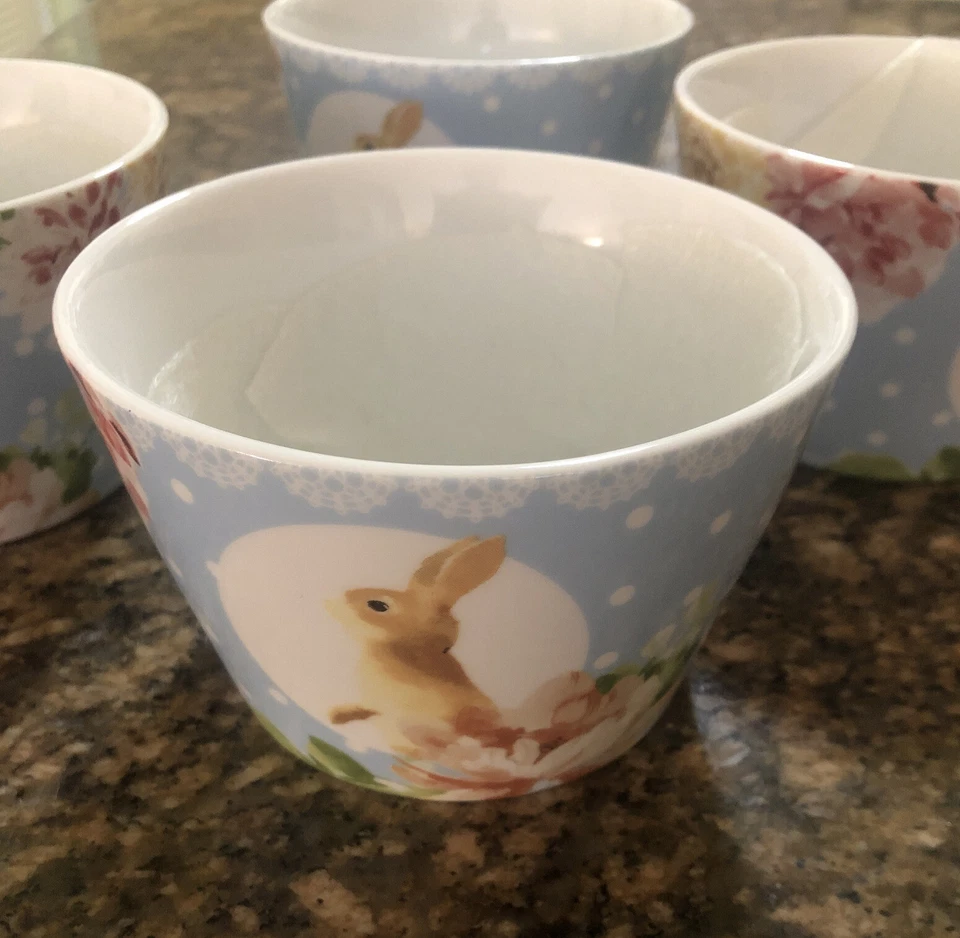 LEANNA de 222 QUINTO Spring Bunny Fruta Helado Postre Cuencos Juego de 4 Foto 3 de 4