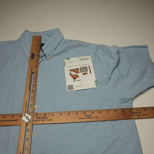 Jos. A. Bank Button Down Shirt Sz Large Light Blue All Cotton Seersucker Modern - Picture 11 of 12