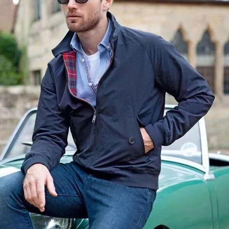 Men Formal Pocket Harrington Jacket Mens Fall Business Long Sleeve Coat  Casual