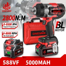 2800Nm Electric Impact Wrench 1/2" Brushless High Power Driver With 2 Batteries
