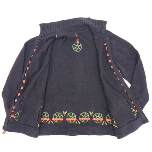 Investments Sweater Cardigan Womens Medium Black Ugly Christmas Wreath Zip Up - Picture 4 of 8