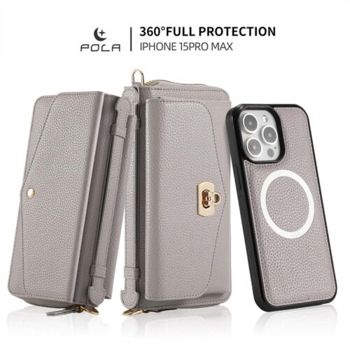 Zipper PU Leather Wallet Purse Bag Case For iPhone 14 15 Pro Max 13 12 11 XR XS - Picture 34 of 44