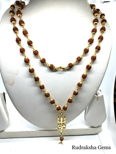 SHIVA RUDRAKSHA TRISHUL OM AUM NECKLACE PRAYER MEDITATION JEWELRY RUDRAKSH BEADS - Picture 3 of 5