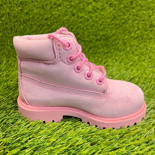 Timberland 6 Inch Premium Toddler Size 7C Pink Athletic Waterproof Leather Boots - Picture 4 of 12