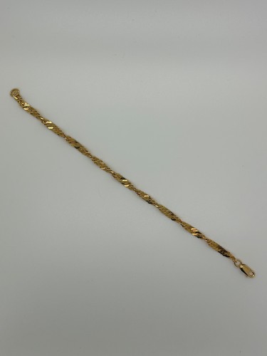 7" Gold Plated Sterling Silver Curb Twist Bracelet - 3 mm, 3.5 mm, 4 mm - 第 4/8 張圖片