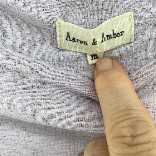 Aaron & Amber Oberteil Damen Medium Lila Lange Rüschenärmel Stretch Strick Pullover - Bild 5 von 11