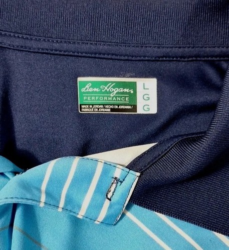 Ben Hogan Performance Golf Polo Shirt Blue Ombre w Stripes Men's size Large - Picture 5 of 7