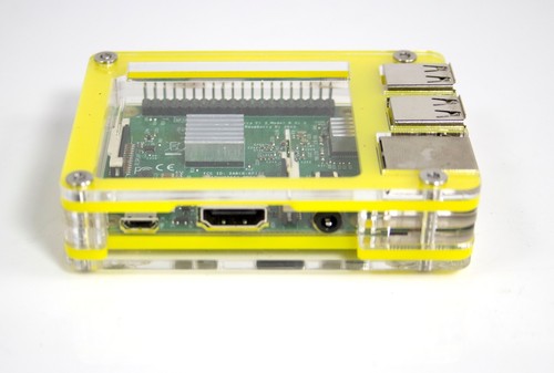 C4Labs Zebra case for Raspberry Pi 3B+,3,2,B+ & 2B w/ Power Cord - Yellow - Picture 3 of 5