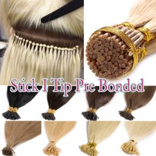 200Strands Stick I Tip Human Remy Hair Extensions Micro Ring Beads Pre Bonded US
